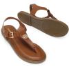 DREAM PAIRS Dressy T-Strap Flat Thong Sandals for Women Comfort Roman Gladiator Casual Summer Beach Flip Flop Shoes with Adjustable Back Ankle Strap(Brown)