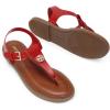DREAM PAIRS Dressy T-Strap Flat Thong Sandals for Women Comfort Roman Gladiator Casual Summer Beach Flip Flop Shoes with Adjustable Back Ankle Strap(Red)