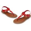 DREAM PAIRS Dressy T-Strap Flat Thong Sandals for Women Comfort Roman Gladiator Casual Summer Beach Flip Flop Shoes with Adjustable Back Ankle Strap(Red)