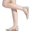 DREAM PAIRS Flapointed Women’s Casual D’Orsay Pointed Plain Ballet Comfort Soft Slip On Flats Shoes(All Silver)