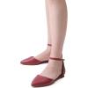DREAM PAIRS Flapointed Women’s Casual D’Orsay Pointed Plain Ballet Comfort Soft Slip On Flats Shoes(Red/Pu)