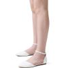 DREAM PAIRS Flapointed Women’s Casual D’Orsay Pointed Plain Ballet Comfort Soft Slip On Flats Shoes(White/Pu)