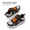 DREAM PAIRS Girls Boys Shoes Kids Tennis EZ-Ons Quicksteps School Sneakers Breathable Running Athletic Shoes(Black/Grey/Orange)