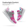 DREAM PAIRS Girls Boys Shoes Kids Tennis EZ-Ons Quicksteps School Sneakers Breathable Running Athletic Shoes(Grey/Fuchsia/Blue)
