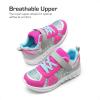 DREAM PAIRS Girls Boys Shoes Kids Tennis EZ-Ons Quicksteps School Sneakers Breathable Running Athletic Shoes(Grey/Fuchsia/Blue)