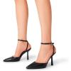 DREAM PAIRS High Heels for Women Closed Pointed Toe Dress Shoes for Women Ankle Strap Stiletto Heel Party Wedding Sexy Pump Shoes(Black-pu)