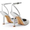 DREAM PAIRS High Heels for Women Closed Pointed Toe Dress Shoes for Women Ankle Strap Stiletto Heel Party Wedding Sexy Pump Shoes(Silver-glitter)