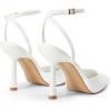 DREAM PAIRS High Heels for Women Closed Pointed Toe Dress Shoes for Women Ankle Strap Stiletto Heel Party Wedding Sexy Pump Shoes(White-pu)