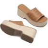 DREAM PAIRS Platform Espadrille Sandals for Women Wedges Slides Slip on Bohemia Sandals Flatform Open Toe Beach Sandals Dressy Outdoor Summer Shoes(Brown)