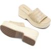 DREAM PAIRS Platform Espadrille Sandals for Women Wedges Slides Slip on Bohemia Sandals Flatform Open Toe Beach Sandals Dressy Outdoor Summer Shoes(Nude)