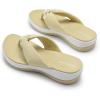 DREAM PAIRS Platform Flip Flops for Women Cushioned Thong Sandals with Soft Eva Foam Insole Lightweight Lycra fabric Comfort Dressy Slides Slippers for Summer Beach(Beige)