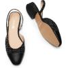 DREAM PAIRS Slingback Ballet Flats for Women Square Cap Toe Low Heel Dress Shoes Comfortable Work Flats for Office Party Wedding Business Casual(Black-fabric)