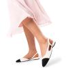 DREAM PAIRS Slingback Ballet Flats for Women Square Cap Toe Low Heel Dress Shoes Comfortable Work Flats for Office Party Wedding Business Casual(White)