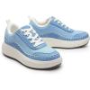DREAM PAIRS Women Chunky City Tweed Comfortable Casual Platform Fashion Sneaker(Blue-knit)