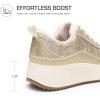DREAM PAIRS Women Chunky City Tweed Comfortable Casual Platform Fashion Sneaker(Gold)