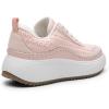 DREAM PAIRS Women Chunky City Tweed Comfortable Casual Platform Fashion Sneaker(Pink-knit)