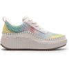 DREAM PAIRS Women Chunky City Tweed Comfortable Casual Platform Fashion Sneaker(White/Rainbow)