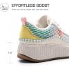 DREAM PAIRS Women Chunky City Tweed Comfortable Casual Platform Fashion Sneaker(White/Rainbow)
