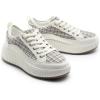 DREAM PAIRS Women Platform Chunky Lightweight Comfortable Casual Lace-Up Sky Walking Fashion Sneakers(Blue Stripe/White)