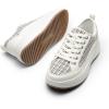 DREAM PAIRS Women Platform Chunky Lightweight Comfortable Casual Lace-Up Sky Walking Fashion Sneakers(Blue Stripe/White)