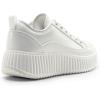 DREAM PAIRS Women Platform Chunky Lightweight Comfortable Casual Lace-Up Sky Walking Fashion Sneakers(White/Pu)