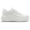 DREAM PAIRS Women Platform Chunky Lightweight Comfortable Casual Lace-Up Sky Walking Fashion Sneakers(White/Pu)