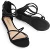 DREAM PAIRS Women’s Ankle Strap Flat Sandals Summer Dressy Strappy Gladiator Rhinestones Sandals(Black)