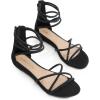 DREAM PAIRS Women’s Ankle Strap Flat Sandals Summer Dressy Strappy Gladiator Rhinestones Sandals(Black)