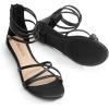 DREAM PAIRS Women’s Ankle Strap Flat Sandals Summer Dressy Strappy Gladiator Rhinestones Sandals(Black/Pu)