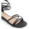 DREAM PAIRS Women’s Ankle Strap Flat Sandals Summer Dressy Strappy Gladiator Rhinestones Sandals(Black/Pu)