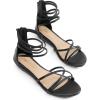 DREAM PAIRS Women’s Ankle Strap Flat Sandals Summer Dressy Strappy Gladiator Rhinestones Sandals(Black/Pu)