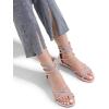DREAM PAIRS Women’s Ankle Strap Flat Sandals Summer Dressy Strappy Gladiator Rhinestones Sandals(Champagne)