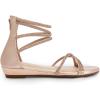 DREAM PAIRS Women’s Ankle Strap Flat Sandals Summer Dressy Strappy Gladiator Rhinestones Sandals(Champagne/Gold-pu)