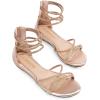 DREAM PAIRS Women’s Ankle Strap Flat Sandals Summer Dressy Strappy Gladiator Rhinestones Sandals(Champagne/Gold-pu)