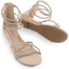 DREAM PAIRS Women’s Ankle Strap Flat Sandals Summer Dressy Strappy Gladiator Rhinestones Sandals(Nude)