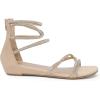 DREAM PAIRS Women’s Ankle Strap Flat Sandals Summer Dressy Strappy Gladiator Rhinestones Sandals(Nude)