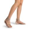 DREAM PAIRS Women’s Ankle Strap Flat Sandals Summer Dressy Strappy Gladiator Rhinestones Sandals(Nude)