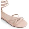 DREAM PAIRS Women’s Ankle Strap Flat Sandals Summer Dressy Strappy Gladiator Rhinestones Sandals(Nude/Pu)