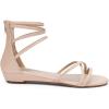 DREAM PAIRS Women’s Ankle Strap Flat Sandals Summer Dressy Strappy Gladiator Rhinestones Sandals(Nude/Pu)