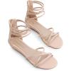 DREAM PAIRS Women’s Ankle Strap Flat Sandals Summer Dressy Strappy Gladiator Rhinestones Sandals(Nude/Pu)