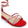 DREAM PAIRS Women’s Ankle Strap Flat Sandals Summer Dressy Strappy Gladiator Rhinestones Sandals(Red)
