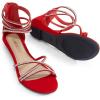 DREAM PAIRS Women’s Ankle Strap Flat Sandals Summer Dressy Strappy Gladiator Rhinestones Sandals(Red)