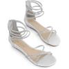 DREAM PAIRS Women’s Ankle Strap Flat Sandals Summer Dressy Strappy Gladiator Rhinestones Sandals(Silver)