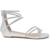 DREAM PAIRS Women’s Ankle Strap Flat Sandals Summer Dressy Strappy Gladiator Rhinestones Sandals(Silver)