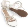 DREAM PAIRS Women’s Ankle Strap Flat Sandals Summer Dressy Strappy Gladiator Rhinestones Sandals(White)