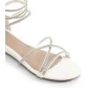 DREAM PAIRS Women’s Ankle Strap Flat Sandals Summer Dressy Strappy Gladiator Rhinestones Sandals(White)