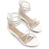 DREAM PAIRS Women’s Ankle Strap Flat Sandals Summer Dressy Strappy Gladiator Rhinestones Sandals(White)