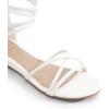 DREAM PAIRS Women’s Ankle Strap Flat Sandals Summer Dressy Strappy Gladiator Rhinestones Sandals(White/Pu)