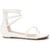 DREAM PAIRS Women’s Ankle Strap Flat Sandals Summer Dressy Strappy Gladiator Rhinestones Sandals(White/Pu)