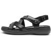 DREAM PAIRS Women’s Arch Support Sandals Comfortable Open Toe Dress Flats Walking Sandals For Summer(All Black)